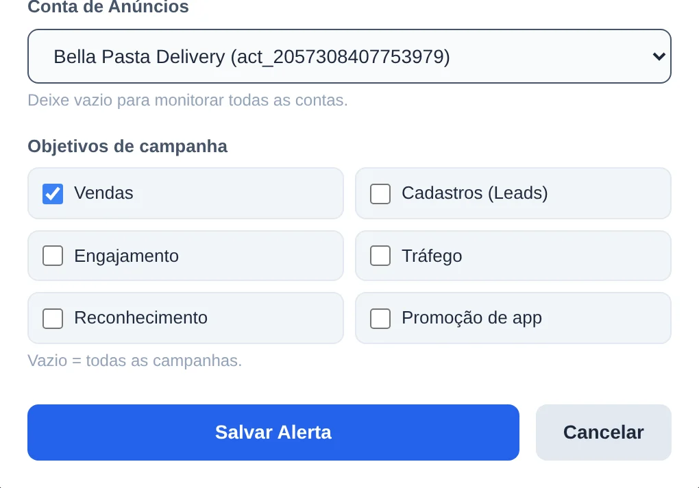 Limite a conta e o objetivo