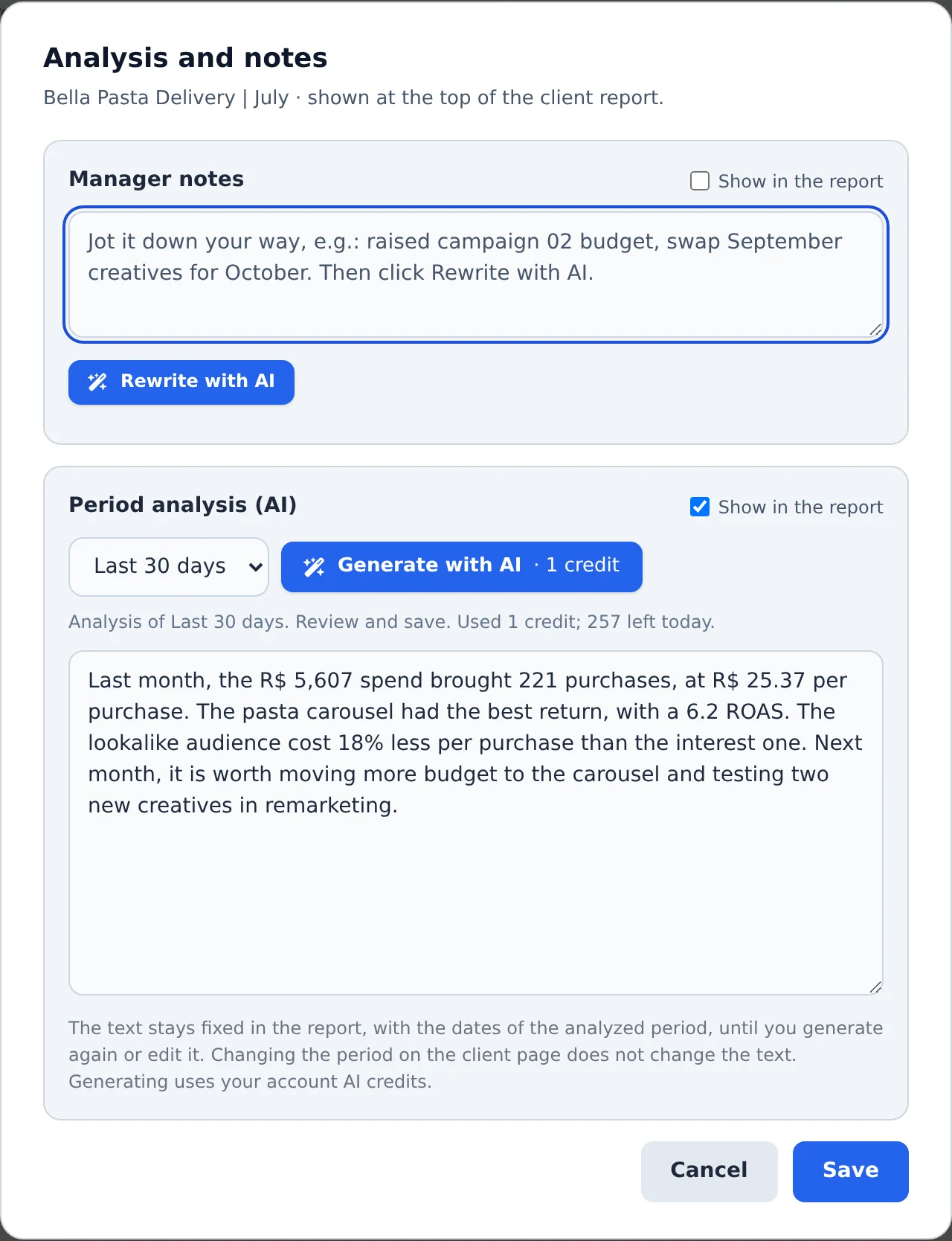Generate the analysis