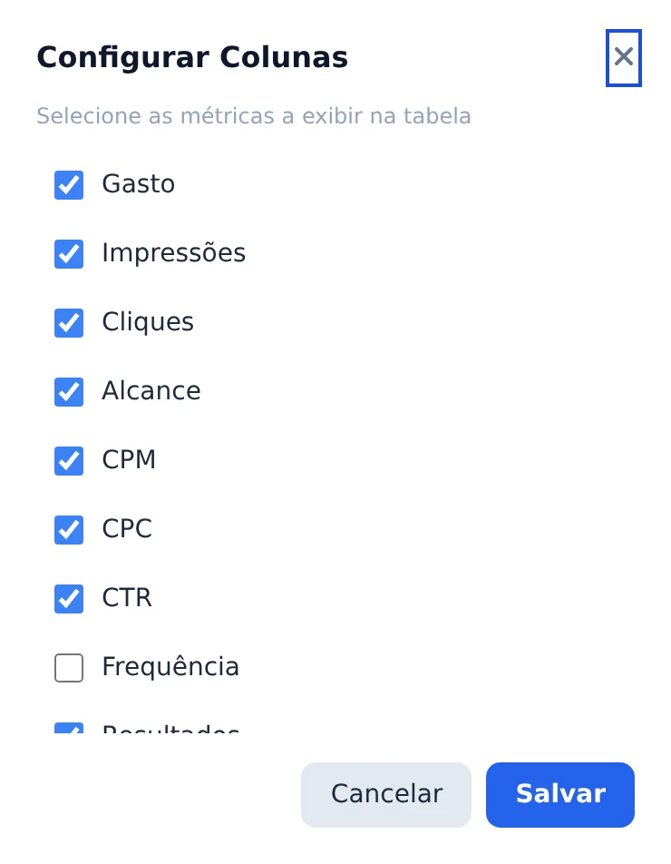 Escolha as colunas