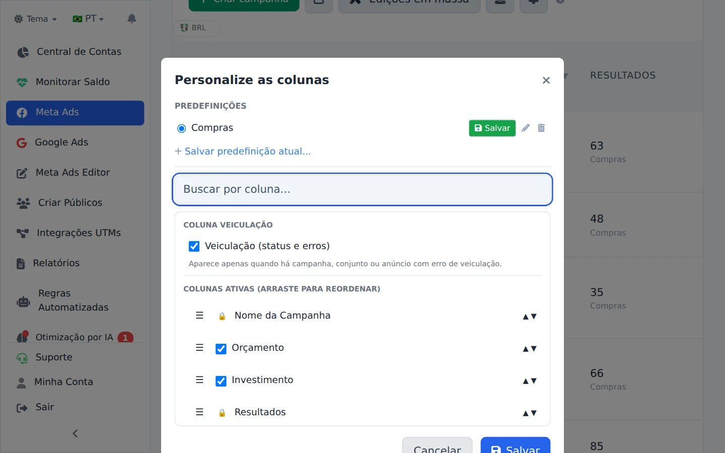 Salve como predefinição