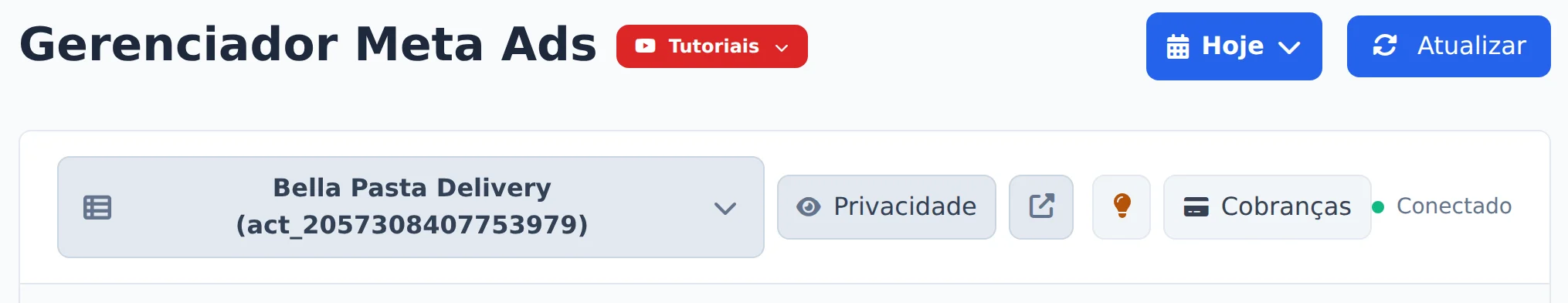 Abra o seletor de contas