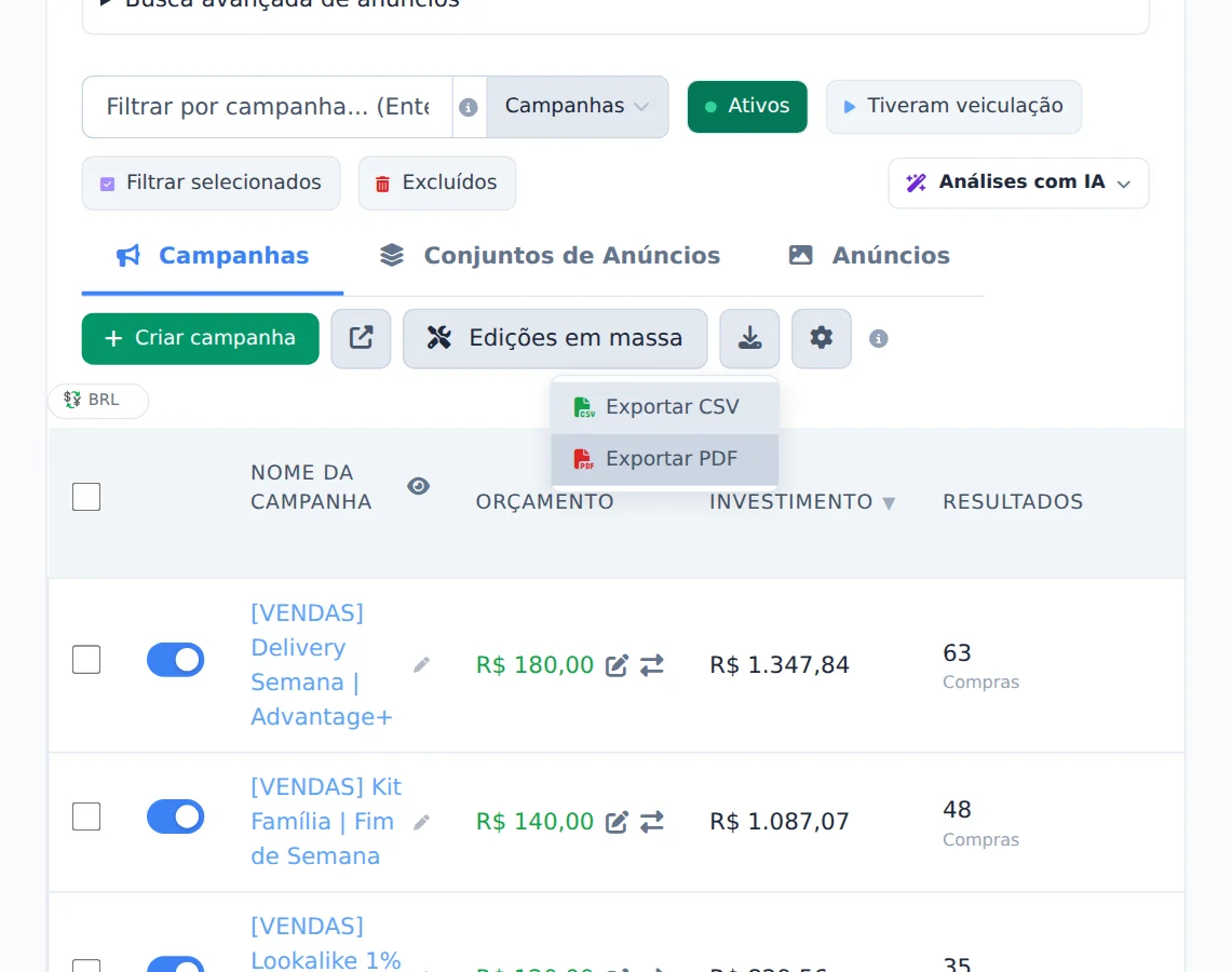 Ou exporte a tabela
