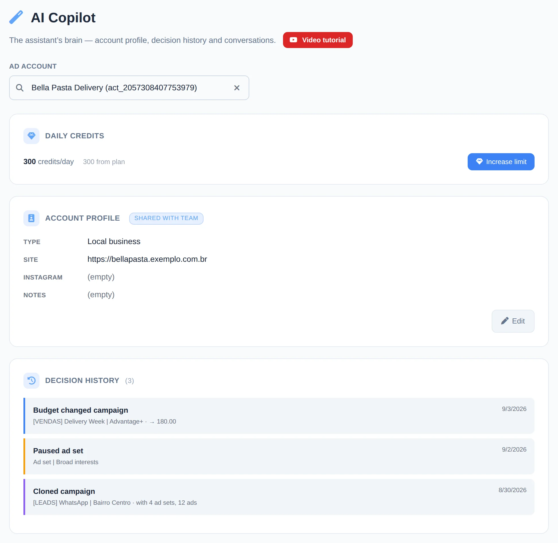 Fill in the account profile