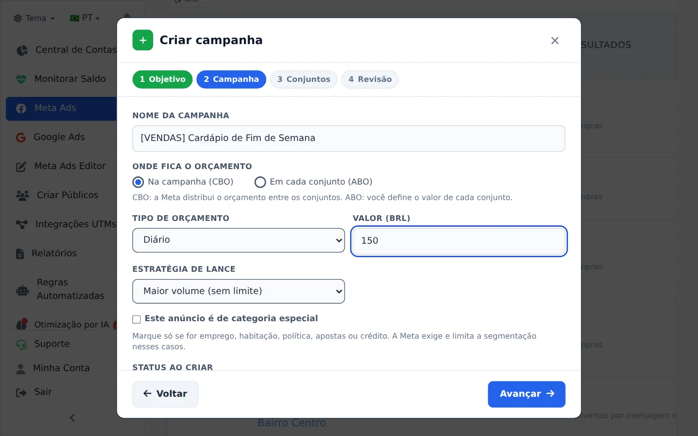 Nome e orçamento