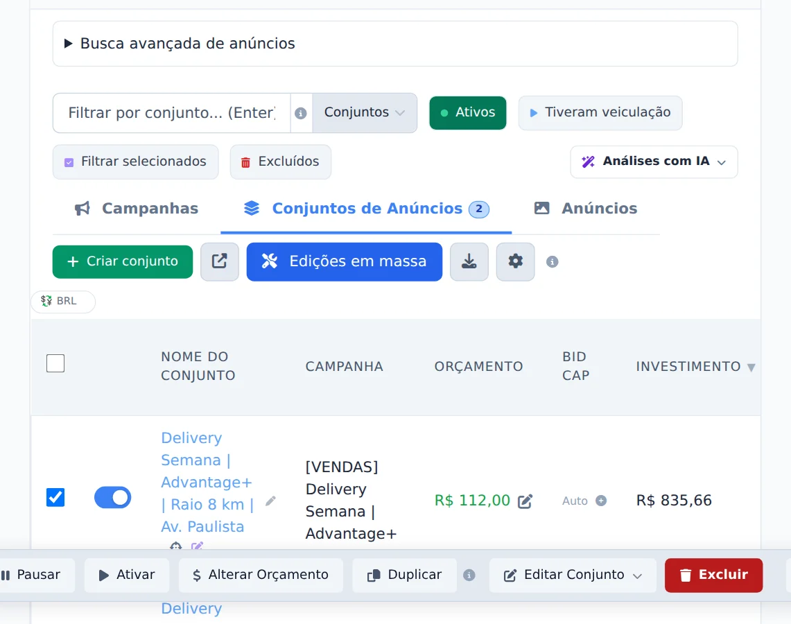Selecione os conjuntos