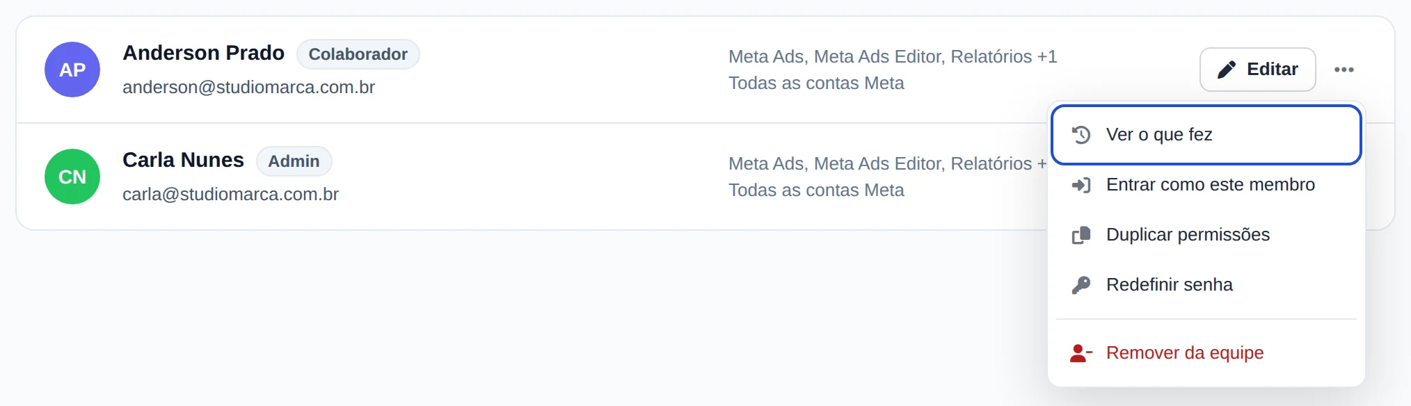Cuide dos acessos