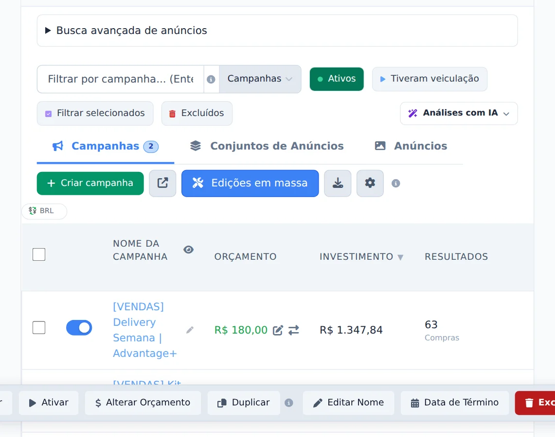 Marque o que vai sair