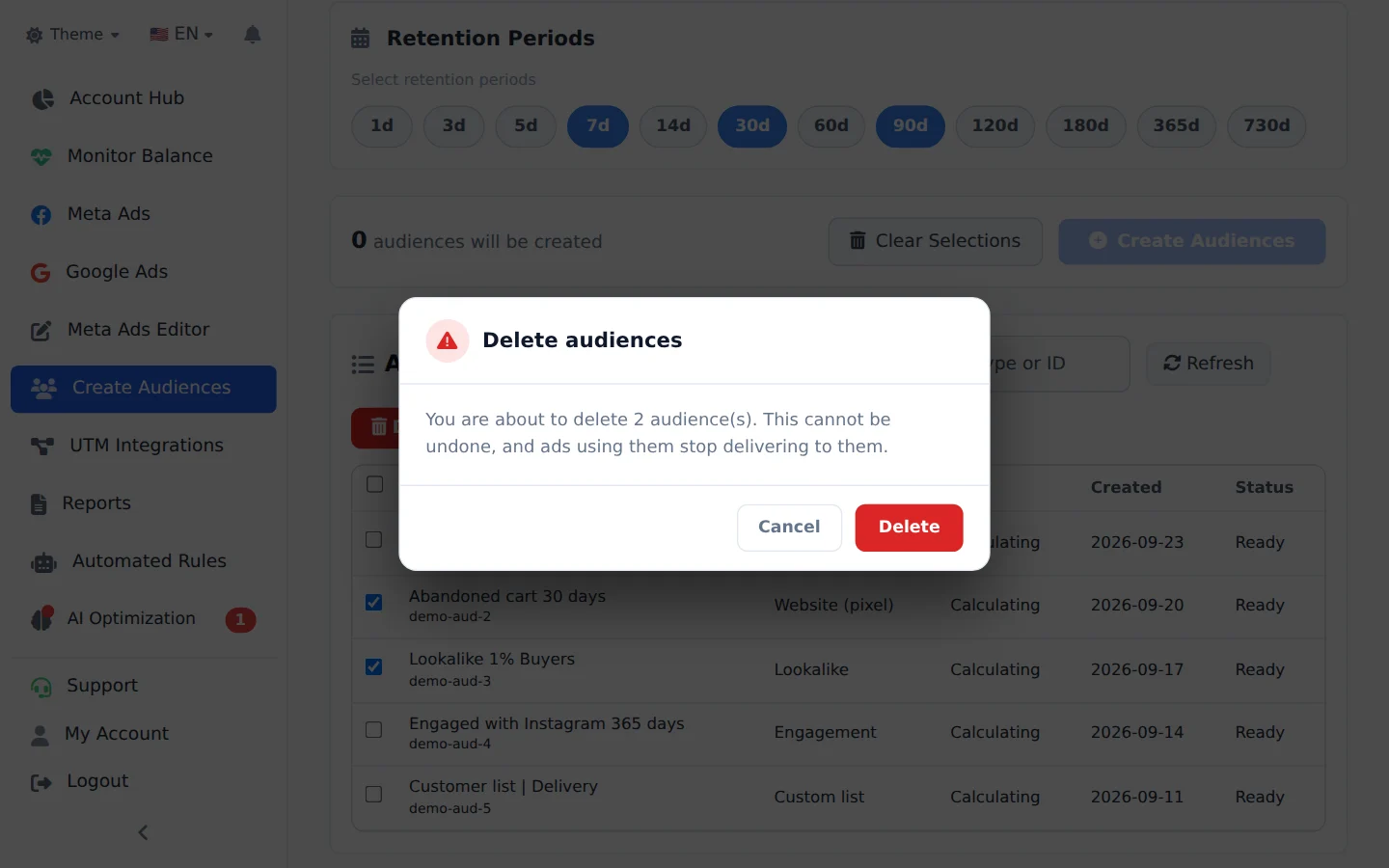 Delete and confirm