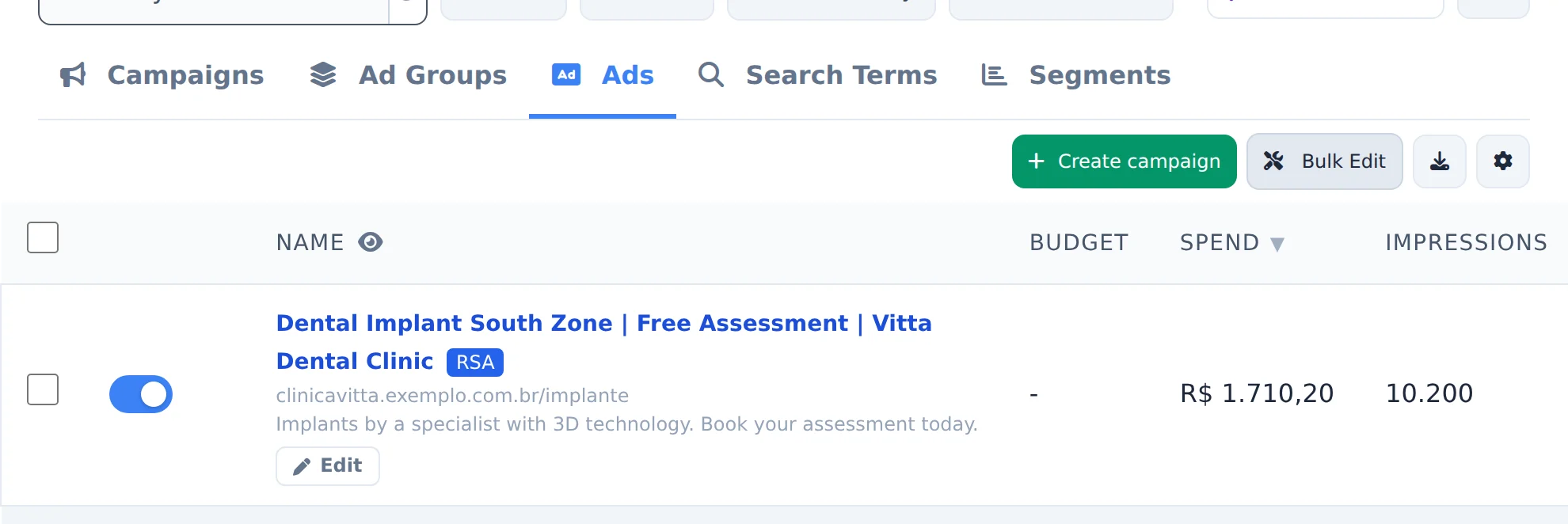 Open the ad