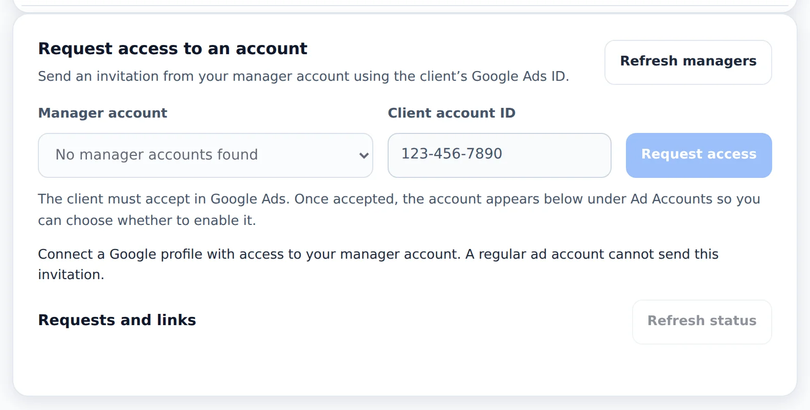 Request access to an account