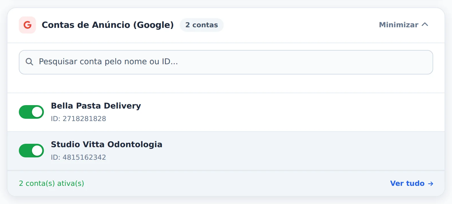 Ative as contas
