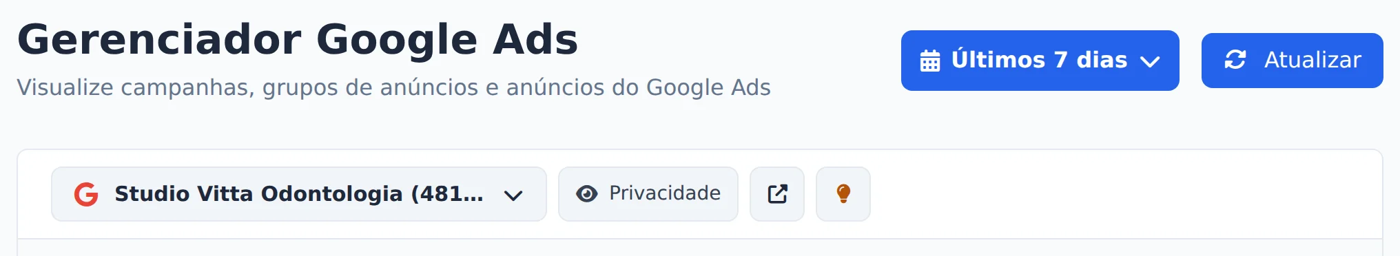 Escolha a conta e o período