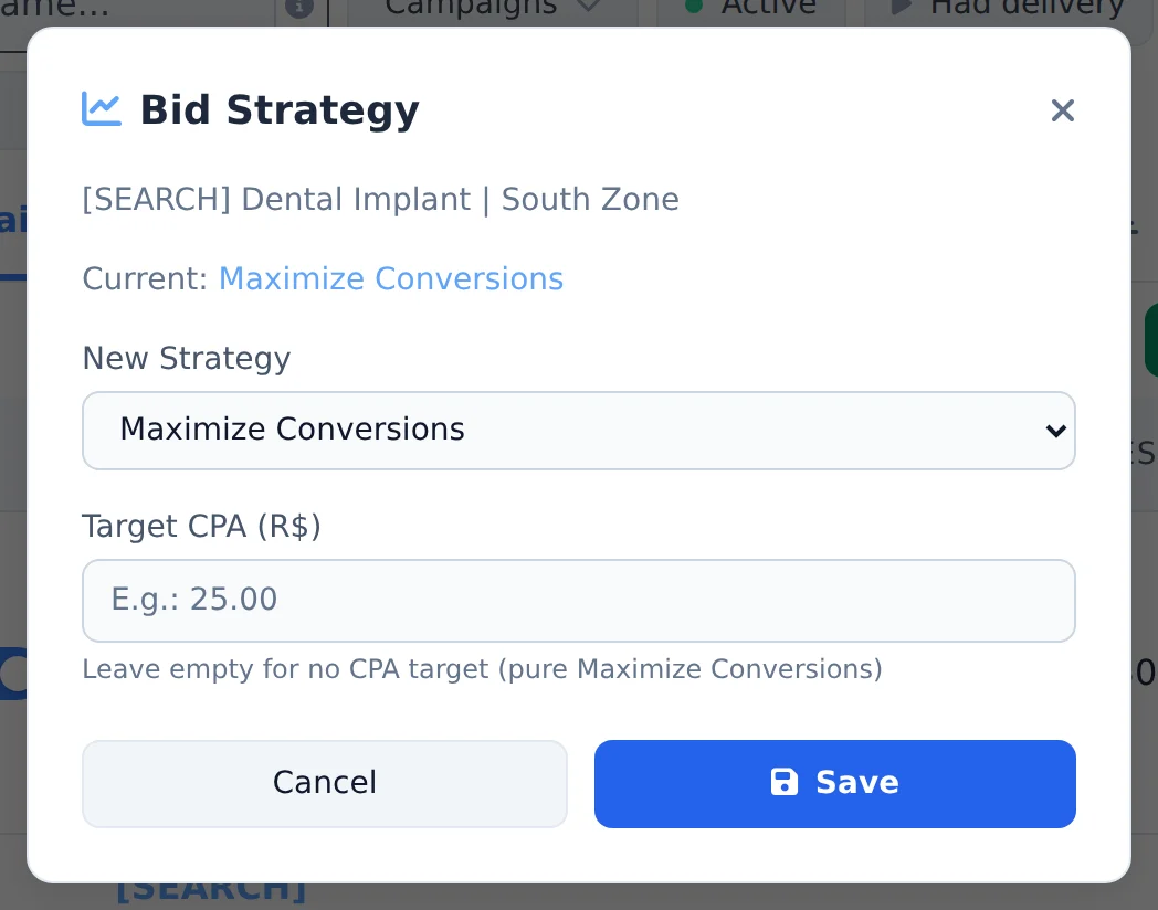 Change the bid strategy