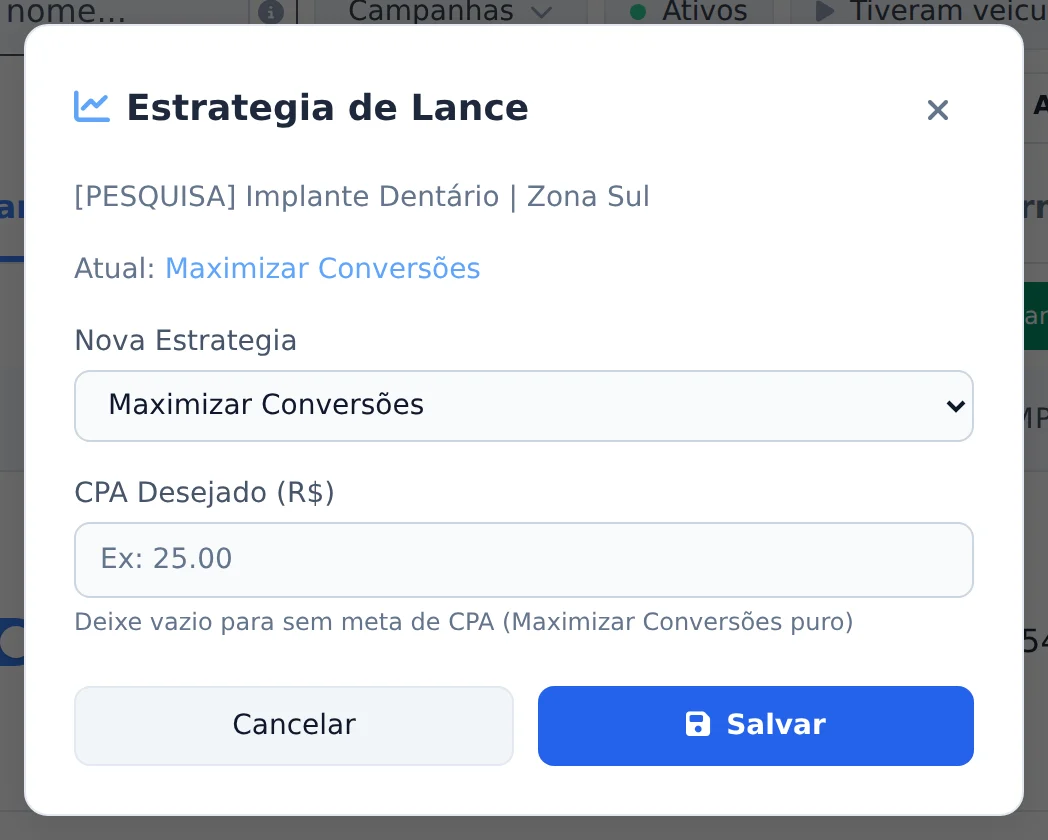Troque a estratégia de lance