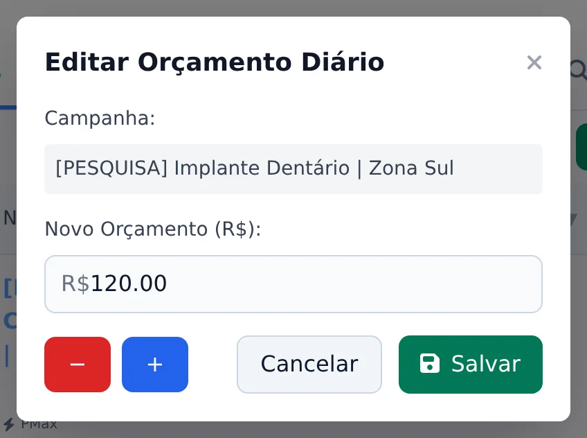Ajuste o orçamento