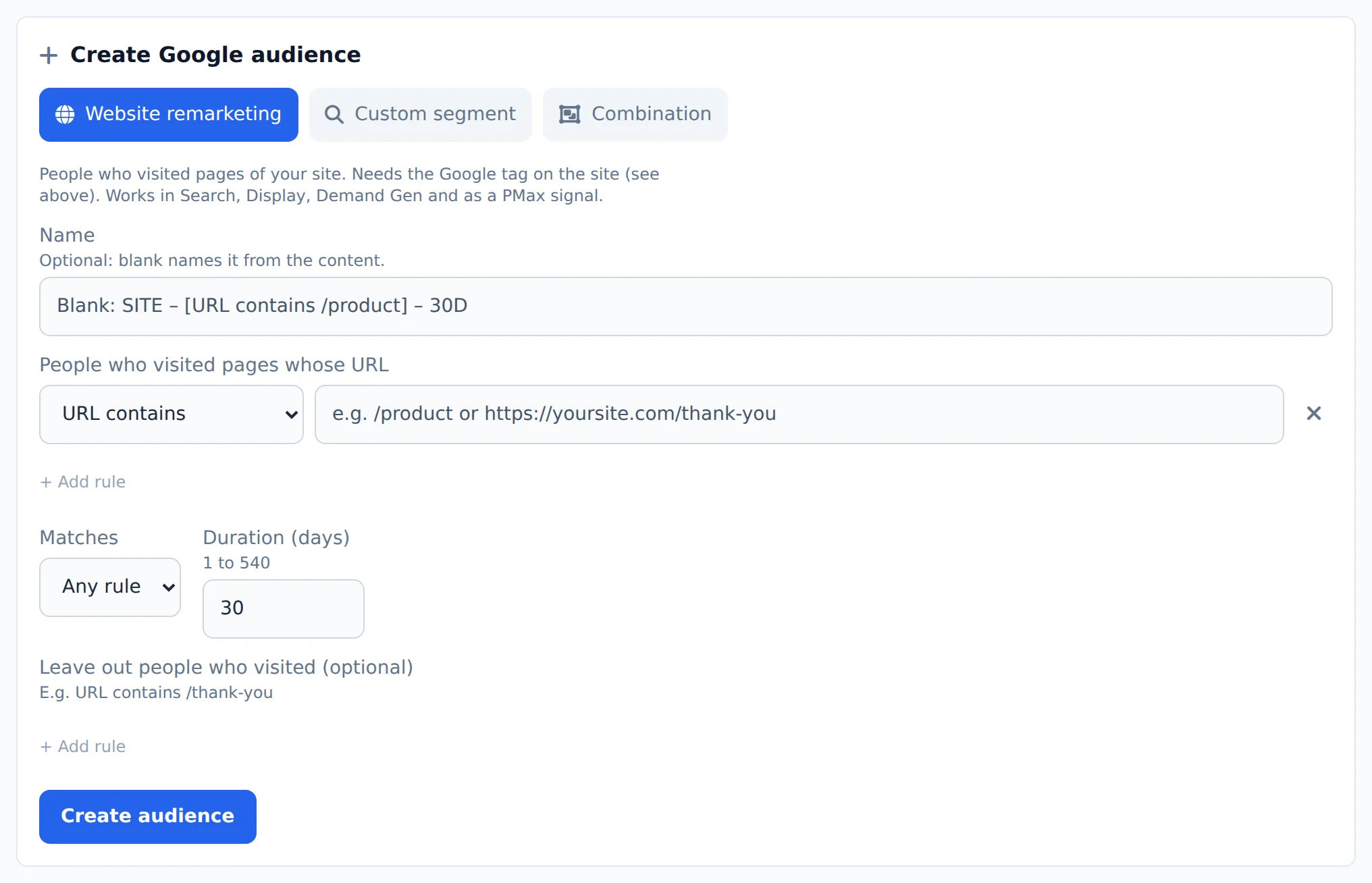 Create the audience