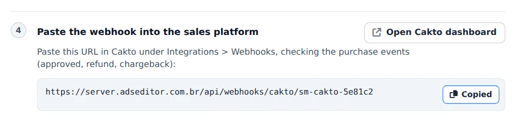 Copy the webhook URL
