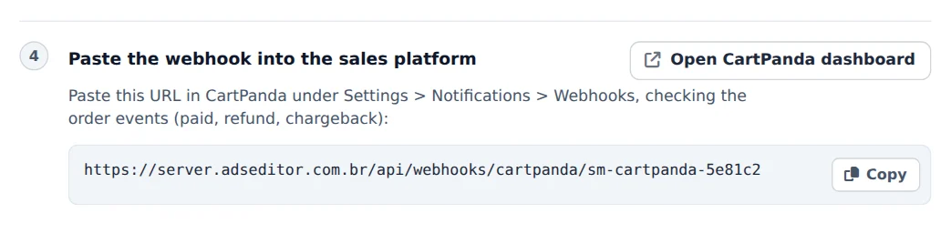 Copy the webhook URL