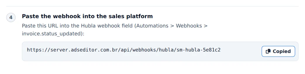 Copy the webhook URL