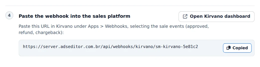 Copy the webhook URL