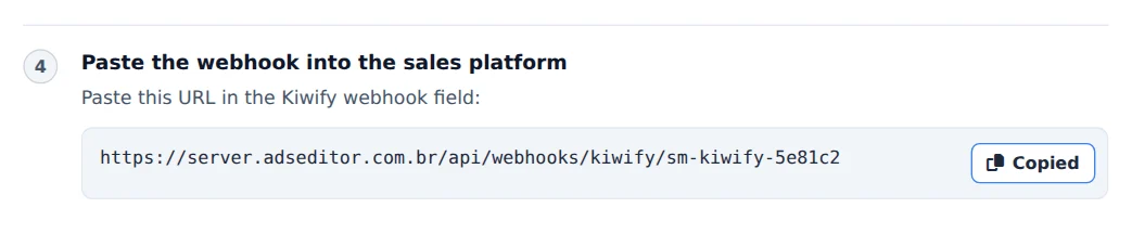 Copy the webhook URL