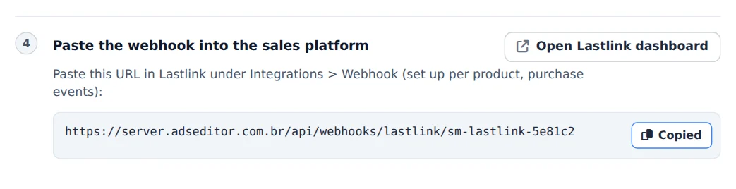 Copy the webhook URL