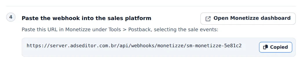 Copy the webhook URL
