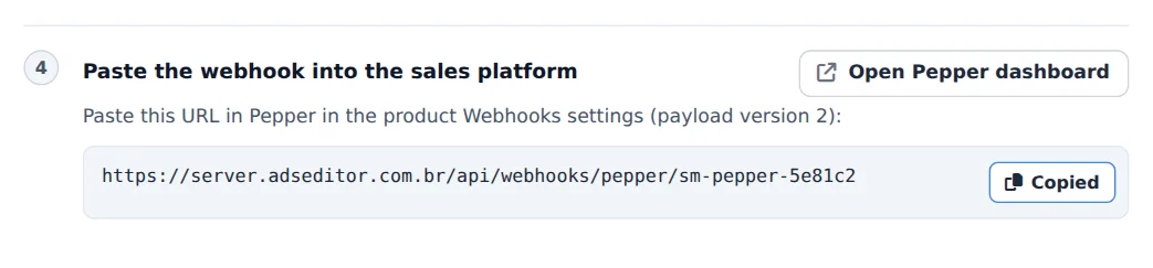 Copy the webhook URL