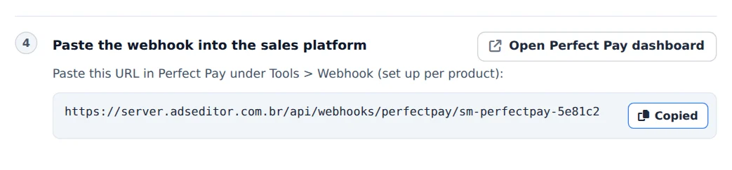 Copy the webhook URL