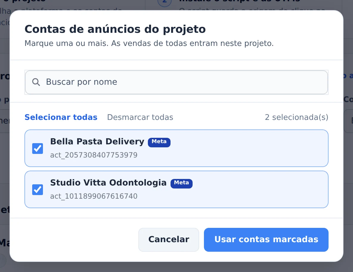 Escolha as contas