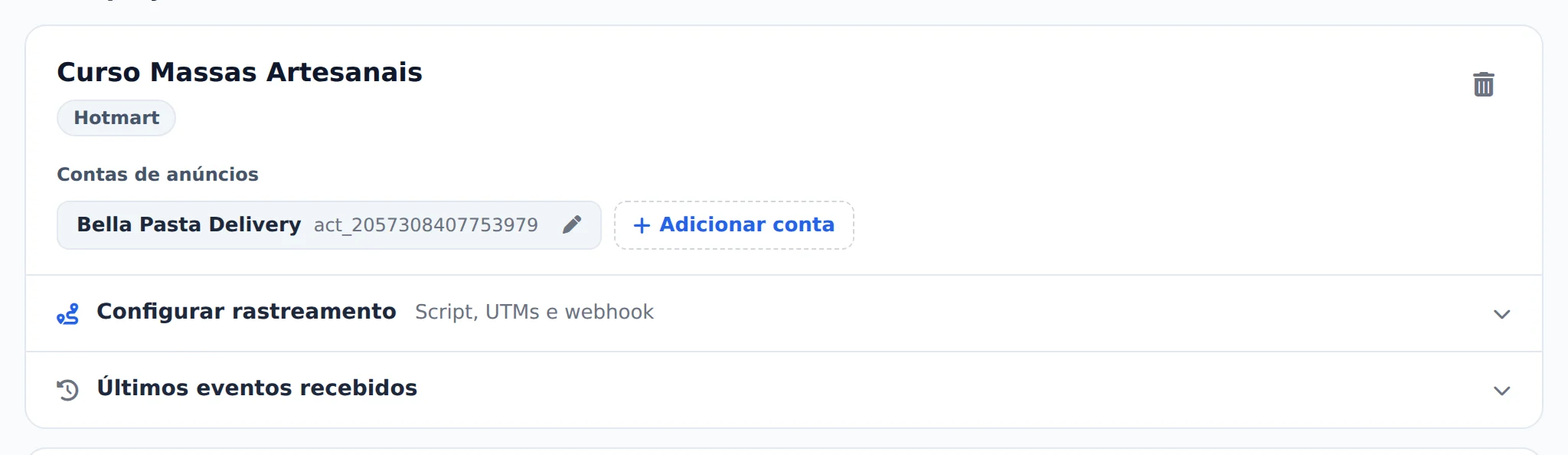 Abra Configurar rastreamento
