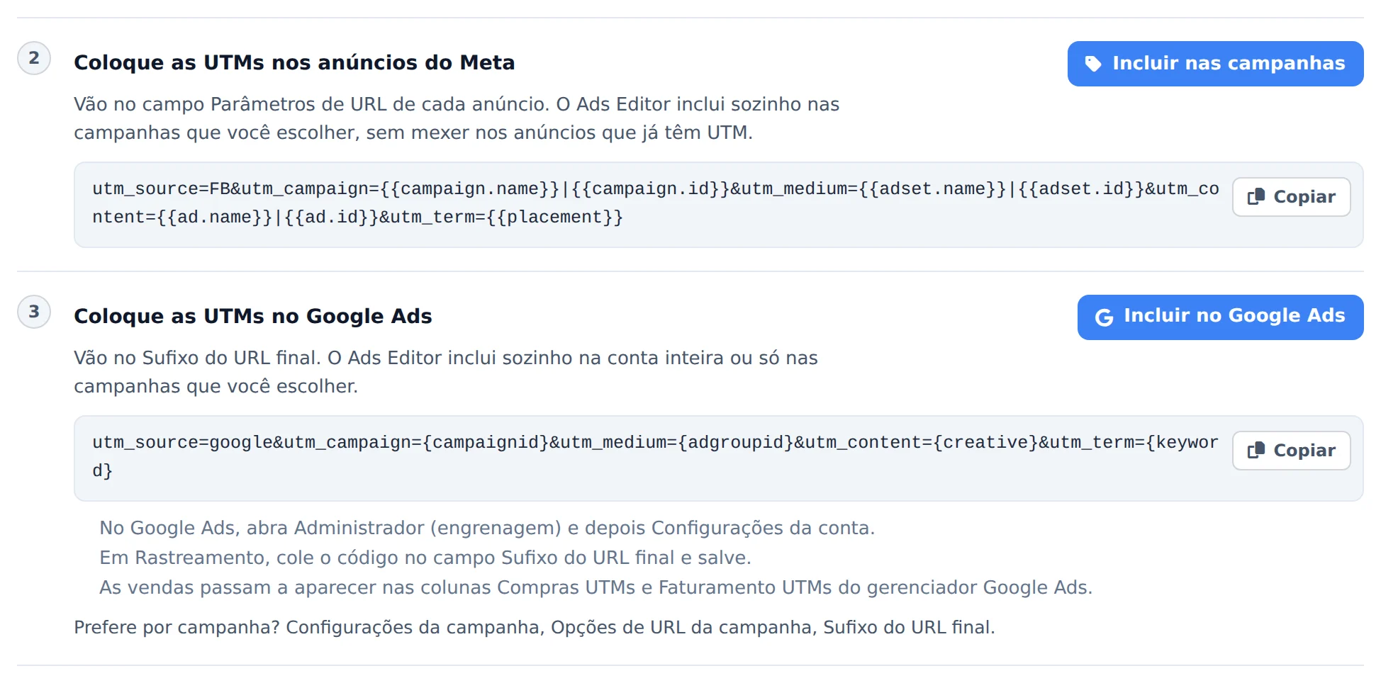 Coloque as UTMs nas campanhas