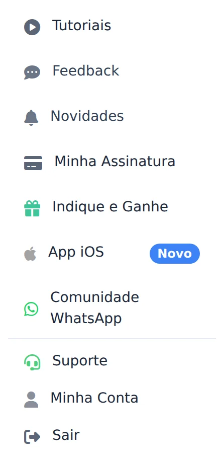 Ajuda e a sua conta