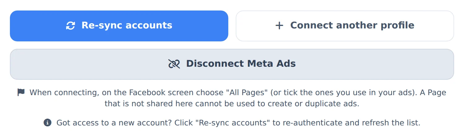 Connect the Facebook profile