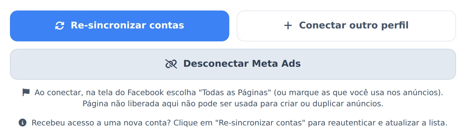 Conecte o perfil do Facebook
