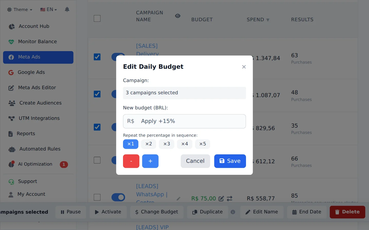 Change the budget