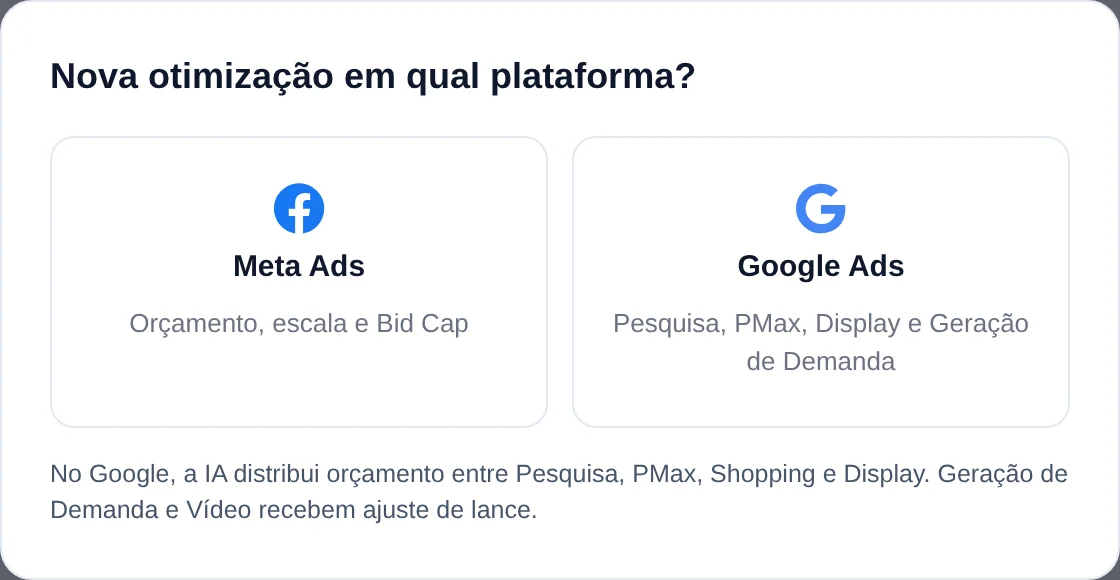 Escolha a plataforma