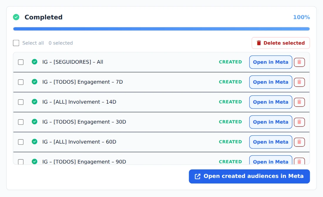 Create the audiences