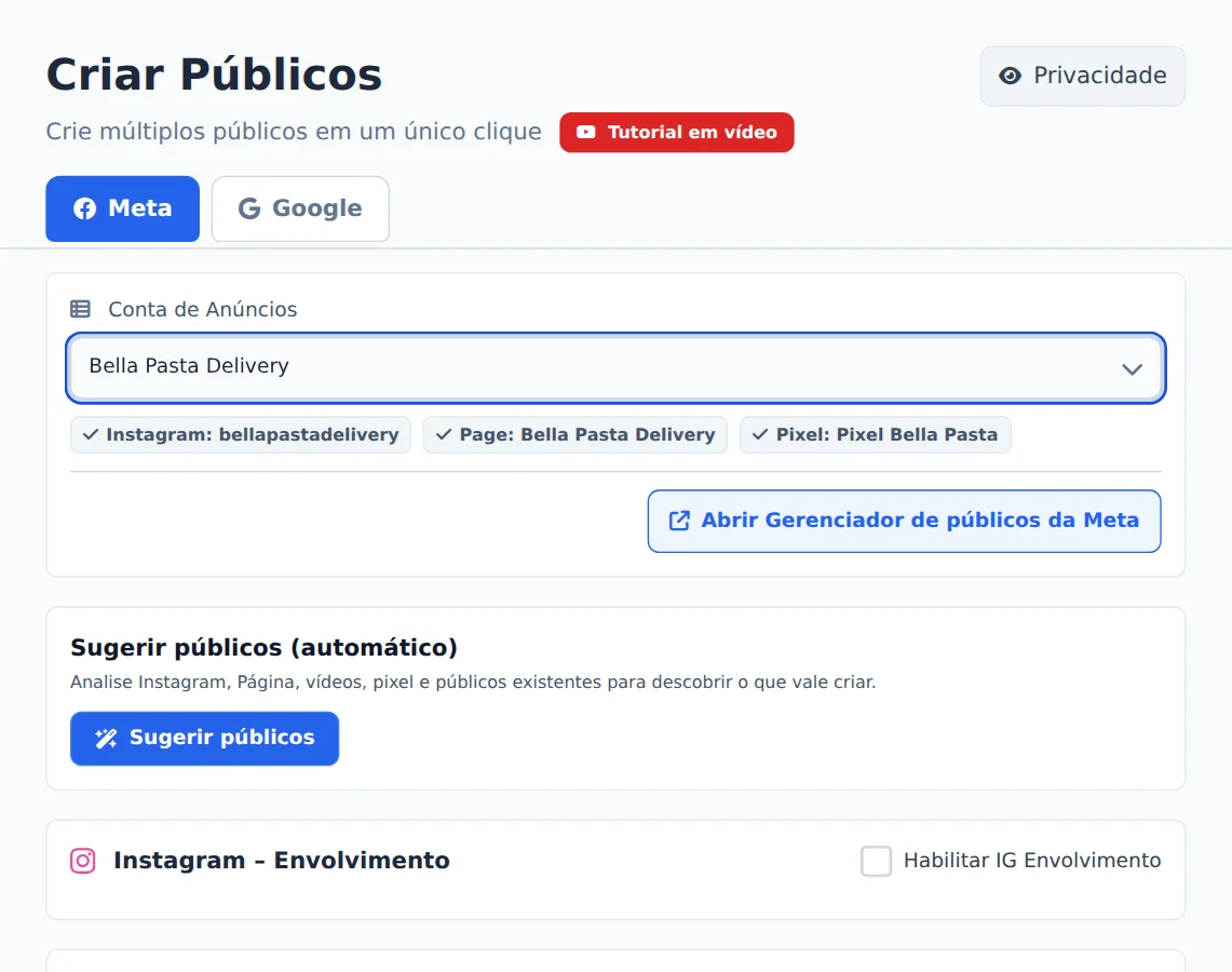 Escolha a conta