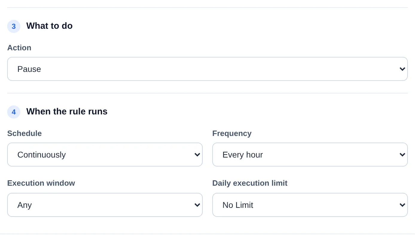 Pick the action and how often