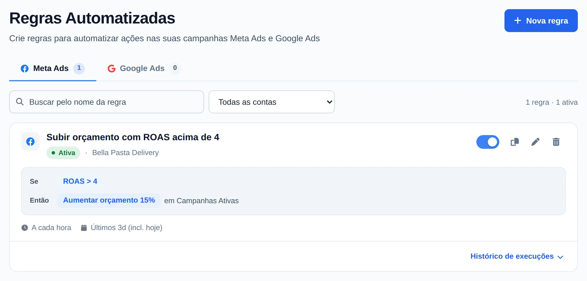 Abra Nova regra