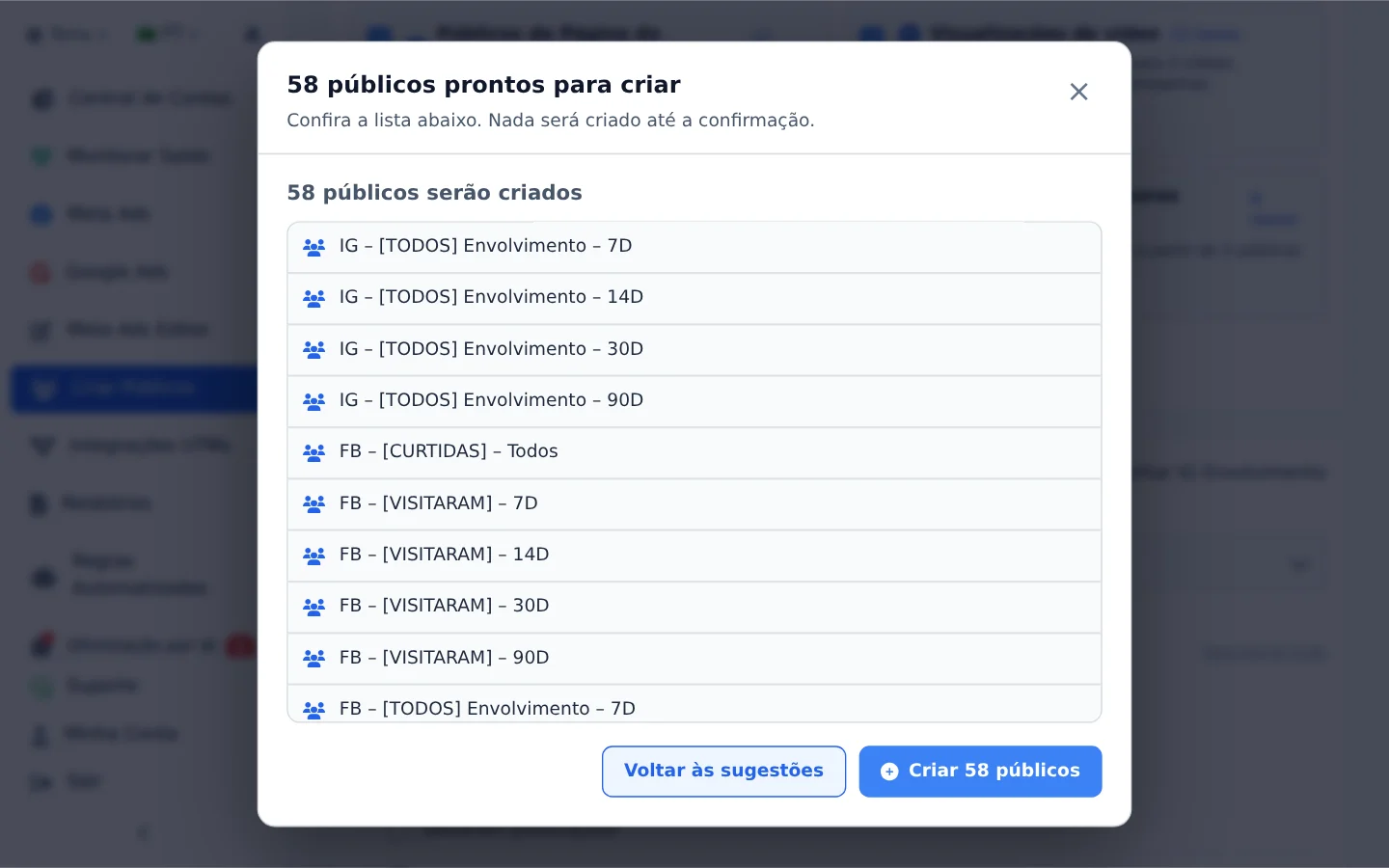 Revise antes de criar