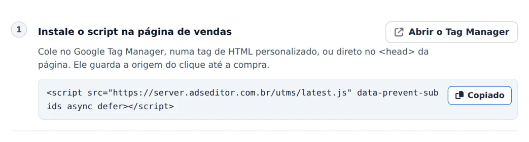 Instale o script no site