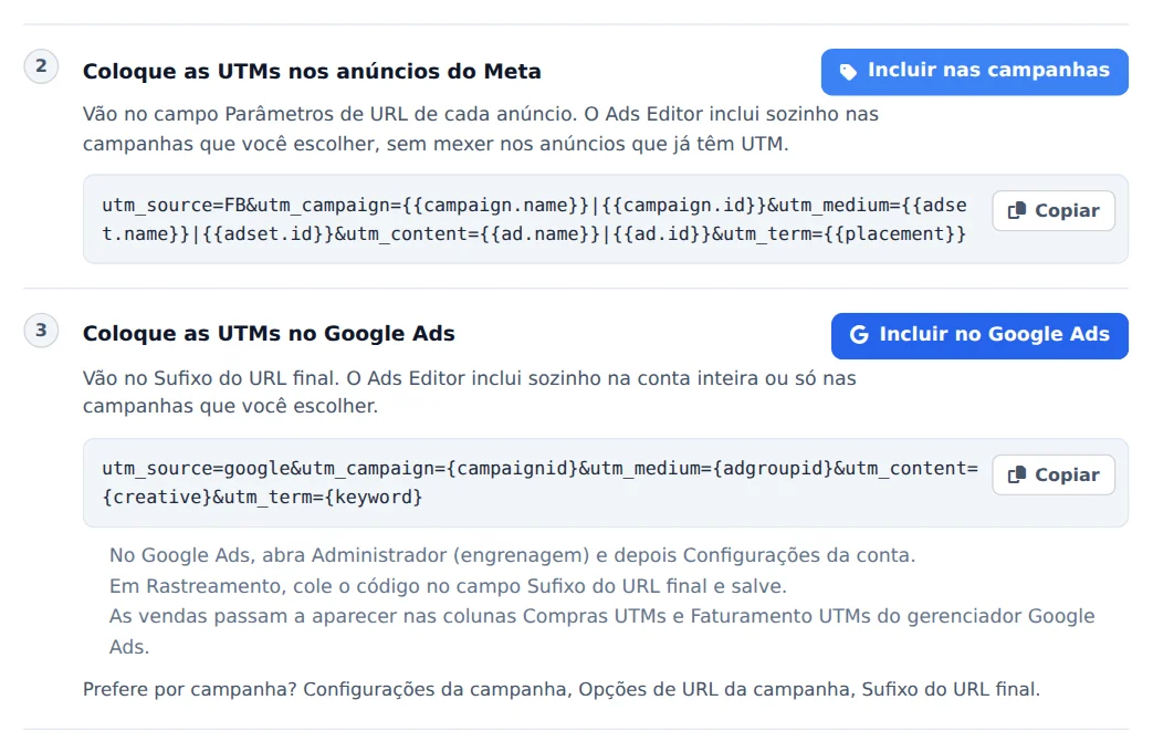 Coloque as UTMs nas campanhas